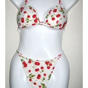 Vintage HOBIES White Red Cherry Bikini